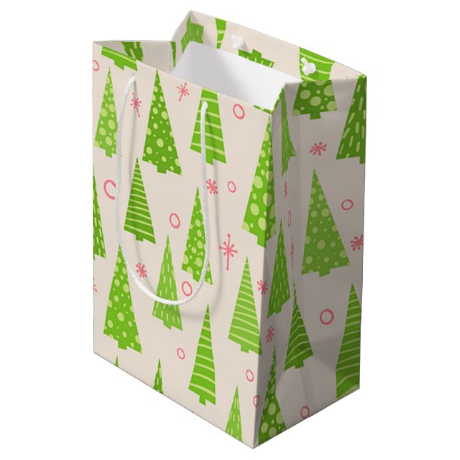 Christmas Trees Medium Gift Bag (Back Angled)