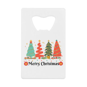 Christmas Trees Merry Christmas Credit Card Bottle Opener