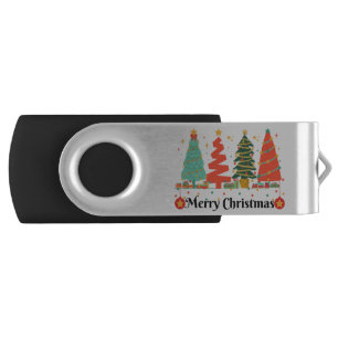 Christmas Trees Merry Christmas Flash Drive