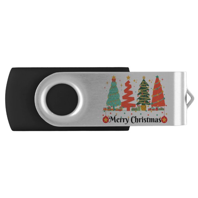 Christmas Trees Merry Christmas Flash Drive (Front)