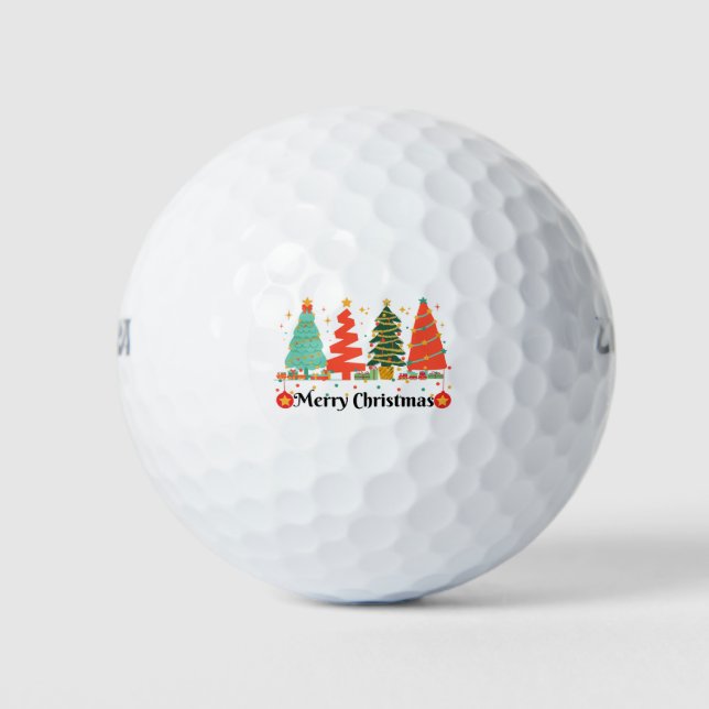 Christmas Trees Merry Christmas Golf Balls (Front)