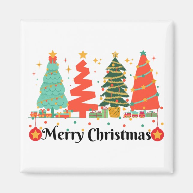 Christmas Trees Merry Christmas Magnet (Front)
