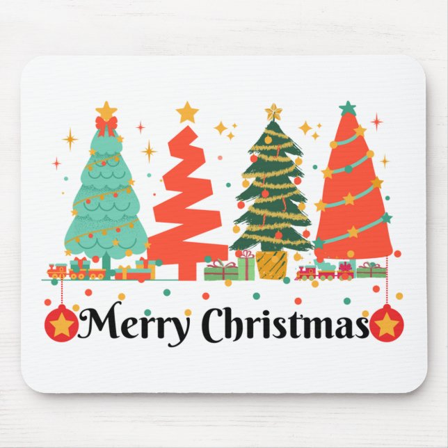 Christmas Trees Merry Christmas Mouse Pad (Front)