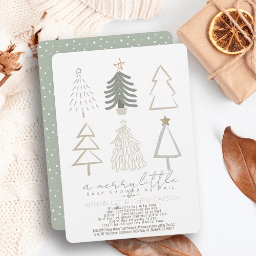 Christmas Trees Merry Little Baby Shower by Mail Invitation