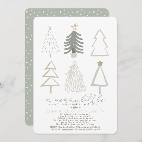 Christmas Trees Merry Little Baby Shower by Mail Invitation