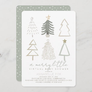 Christmas Trees Merry Little Virtual Baby Shower Invitation