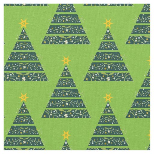 Christmas trees mistletoe green fabric