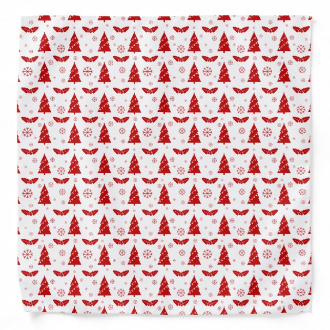 Christmas Trees, Mistletoes and Snowflakes Bandana (Front)