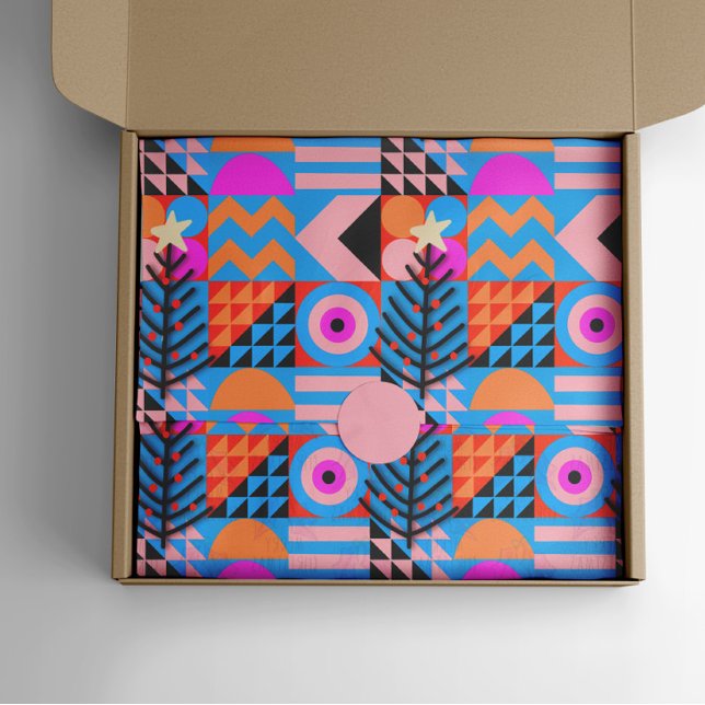 Christmas Trees Modern Geometric  Pinks Blues Tissue Paper (Creator Uploaded)