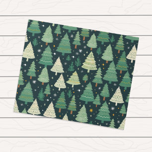 Christmas Trees Modern Sage Green Pattern Gift Wrapping Paper