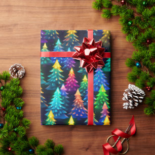 Christmas Trees Neon Wrapping Paper