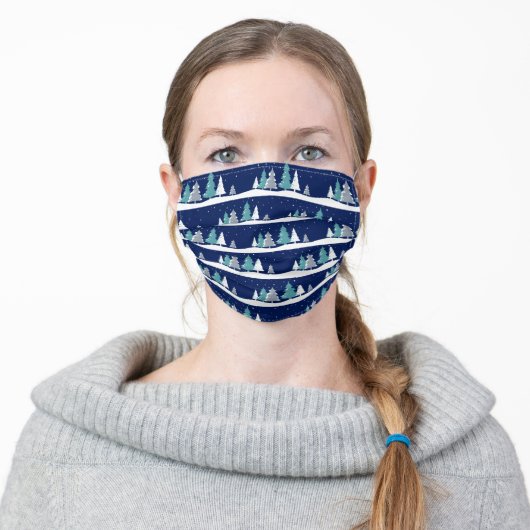 Christmas Trees Night Sky Adult Cloth Face Mask (Worn)