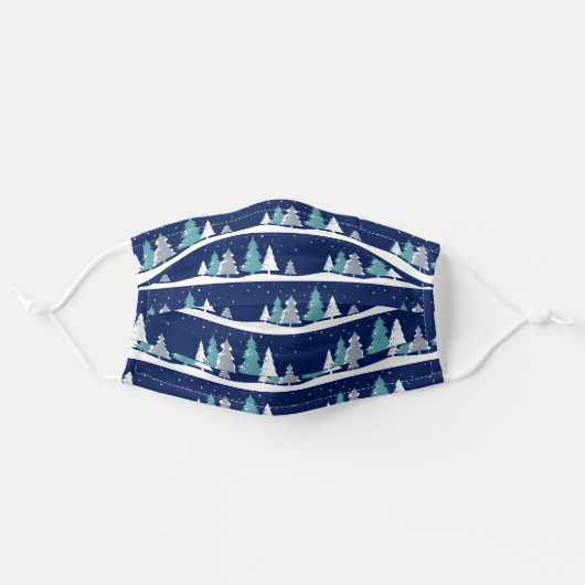 Christmas Trees Night Sky Adult Cloth Face Mask (Front, Unfolded)
