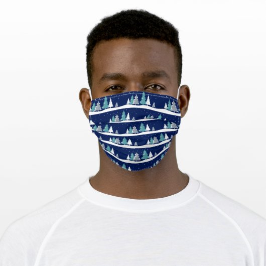Christmas Trees Night Sky Adult Cloth Face Mask (Worn)