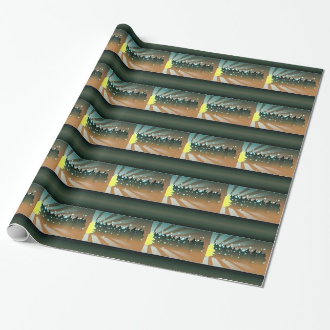 Christmas Trees of Yellow and Green Wrapping Paper (Unrolled)