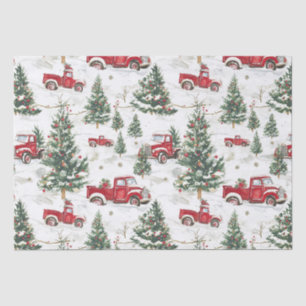 Christmas Trees Old Red Truck Tissue Paper