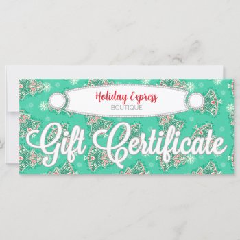 Christmas Trees On Mint - Custom Gift Certificate by creativetaylor at Zazzle