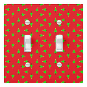 Christmas trees on red light switch cover