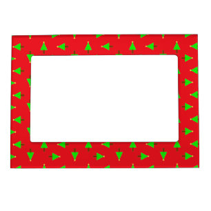 Christmas trees on red magnetic frame