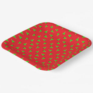 Christmas trees on red paper plates