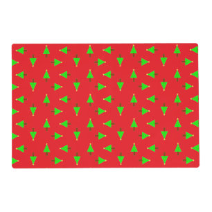 Christmas trees on red placemat