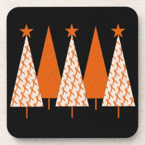 Christmas Trees - Orange Ribbon Coaster