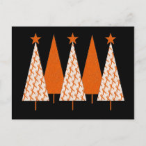 Christmas Trees - Orange Ribbon Holiday Postcard