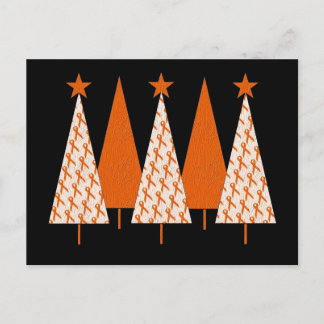 Christmas Trees - Orange Ribbon Holiday Postcard