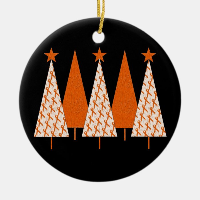 Christmas Trees   Orange Ribbon Ornaments