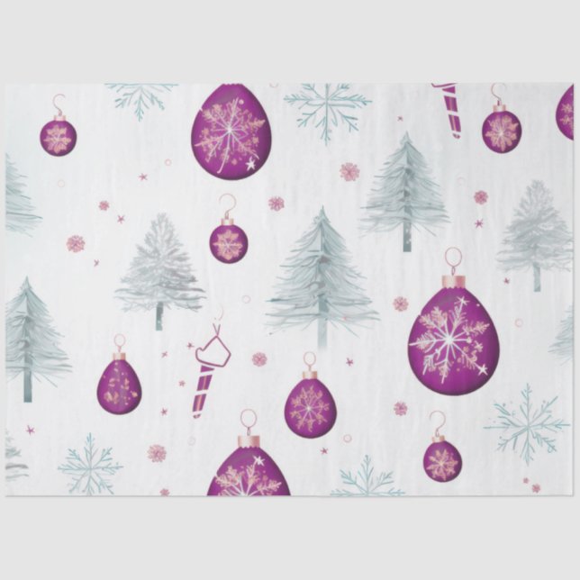 Christmas Trees Ornaments Snowflakes Christmas Tissue Paper (Front)