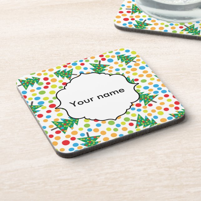 Christmas trees pattern beverage coaster (Left Side)