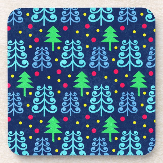 Christmas Trees Pattern Beverage Coaster (Front)