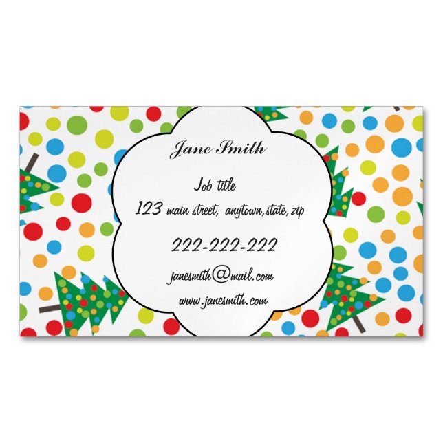Christmas trees pattern business card magnet (Front)