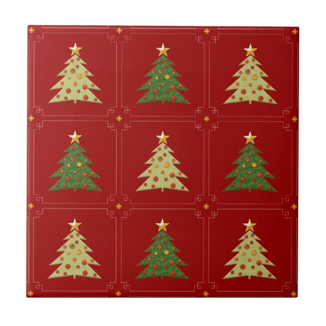 Christmas Trees Pattern Ceramic Tile (Front)