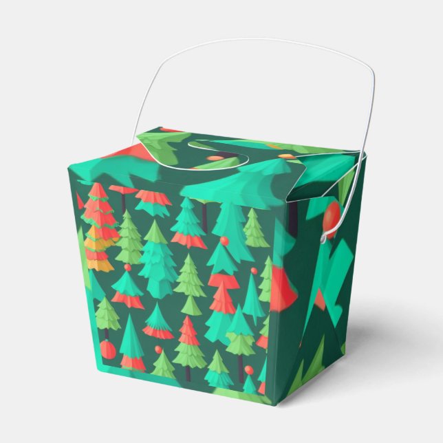 Christmas Trees Pattern Favor Boxes (Front Side)