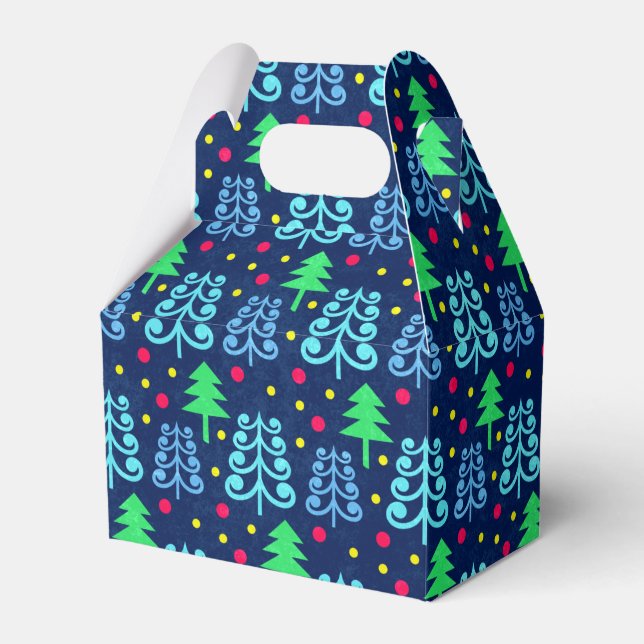 Christmas Trees Pattern Favor Boxes (Front Side)