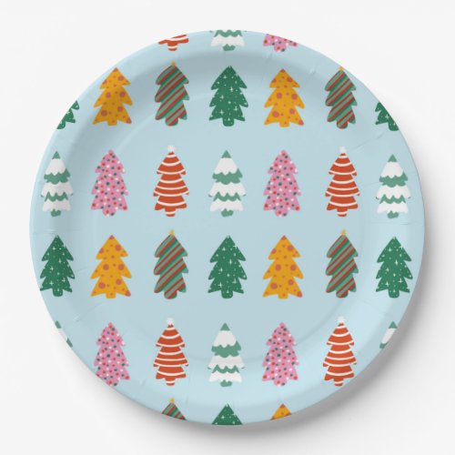Christmas trees pattern paper plates