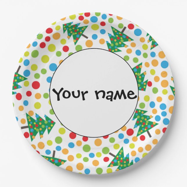 Christmas trees pattern paper plates (Front)