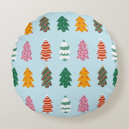 Christmas trees pattern round pillow