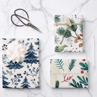 Christmas trees pattern wrapping paper sheets