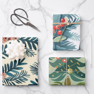 Christmas trees pattern wrapping paper sheets