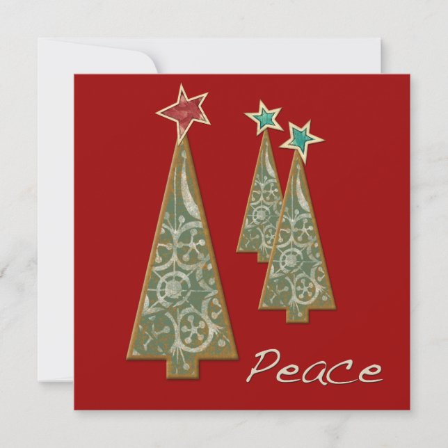 Christmas Trees-Peace/Red Invitation (Front)