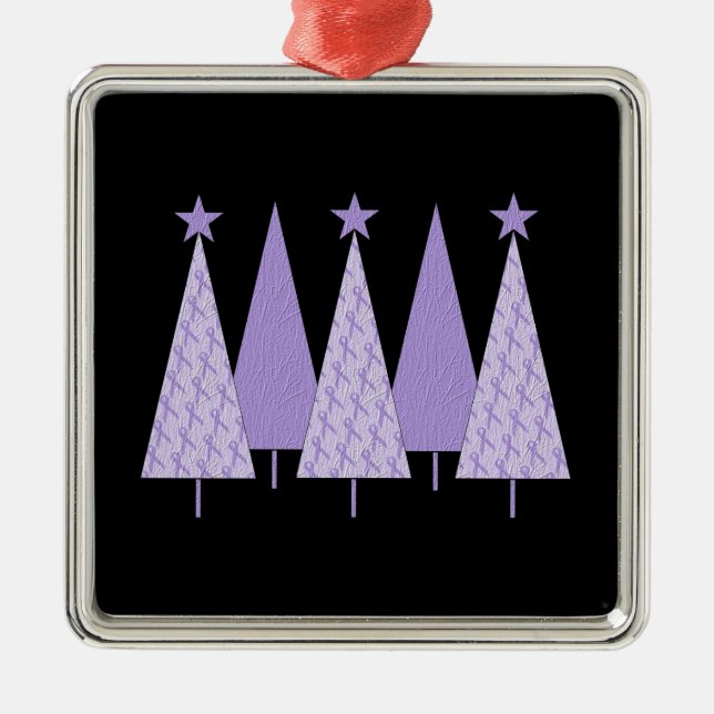 Christmas Trees - Periwinkle Ribbon Metal Ornament (Front)