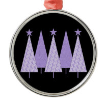 Christmas Trees - Periwinkle Ribbon Metal Ornament