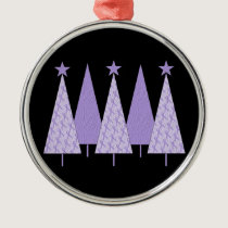 Christmas Trees - Periwinkle Ribbon Metal Ornament