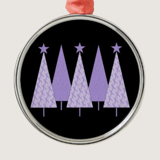 Christmas Trees - Periwinkle Ribbon Metal Ornament