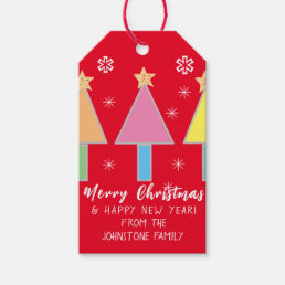  Christmas Trees Personalized Name Cool Cute Red  Gift Tags