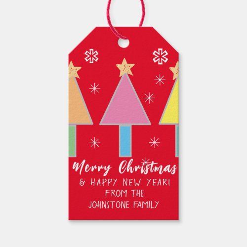  Christmas Trees Personalized Name Cool Cute Red  Gift Tags