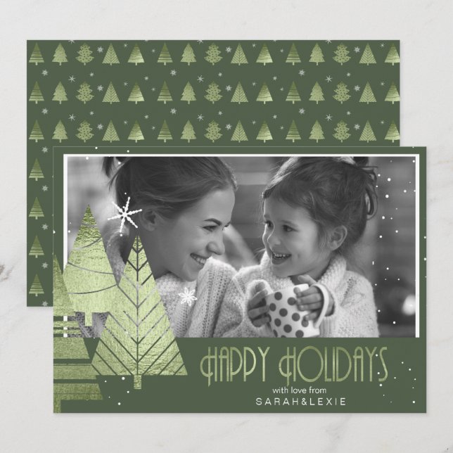 Christmas Trees Photo Template Green ID863 (Front/Back)