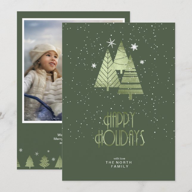 Christmas Trees Photo Template V2 Green ID863 (Front/Back)